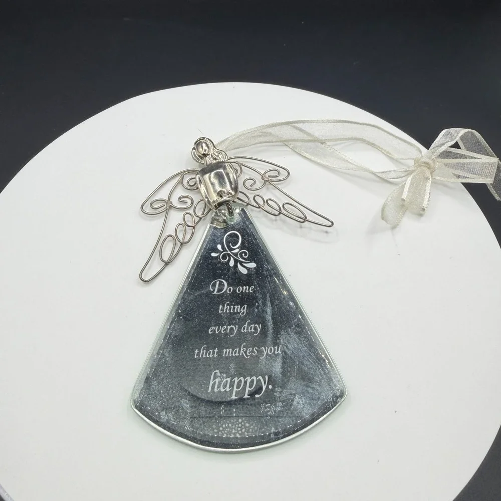 Wire Angel Mirror Ornament Inspirational Quote Silver Tone Hanging Home Decor